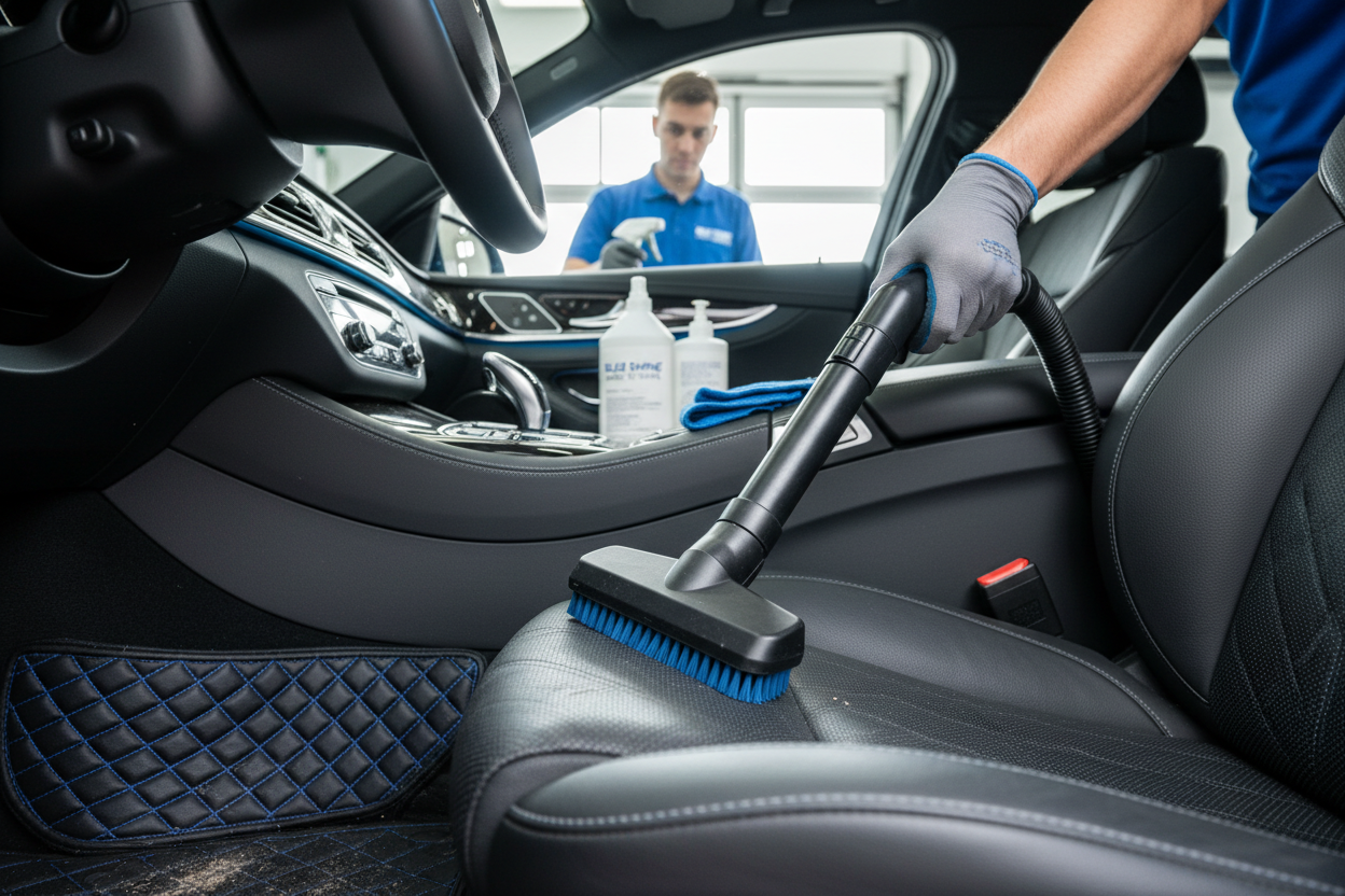 Vacuuming a car (detailing)